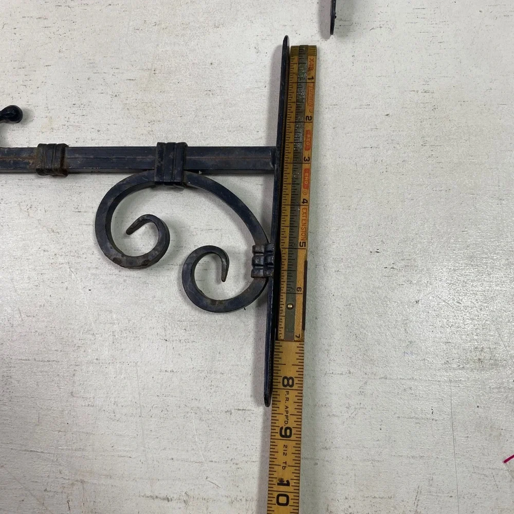 Vintage Wrought Iron Scroll Hanging Plant Brackets Black Set of 4 9 Inch Depth
